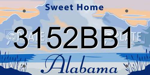 3152BB1 Alabama License Plate