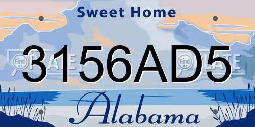 3156AD5 Alabama License Plate