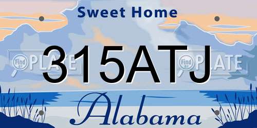 315ATJ Alabama License Plate