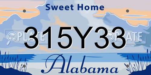 315Y33 Alabama License Plate
