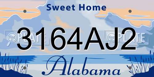3164AJ2 Alabama License Plate