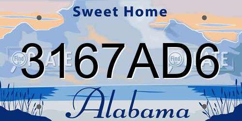 3167AD6 Alabama License Plate