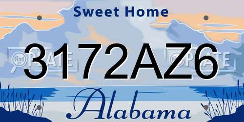 3172AZ6 Alabama License Plate