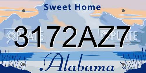 3172AZ7 Alabama License Plate