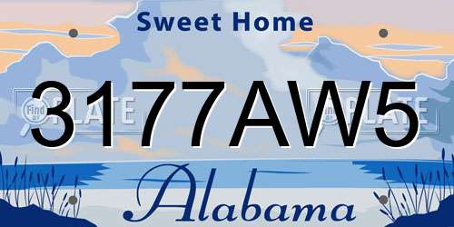 3177AW5 Alabama License Plate