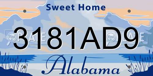 3181AD9 Alabama License Plate