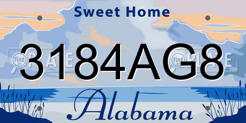 3184AG8 Alabama License Plate