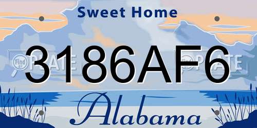 3186AF6 Alabama License Plate