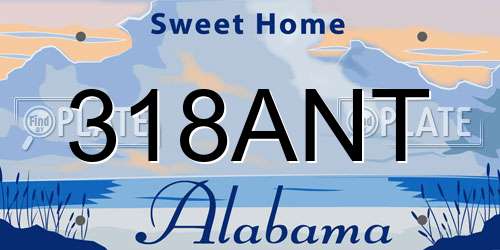 318ANT Alabama License Plate