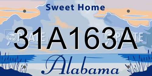 31A163A Alabama License Plate