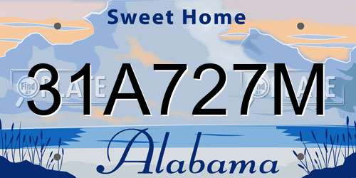 31A727M Alabama License Plate