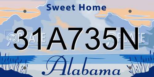 31A735N Alabama License Plate
