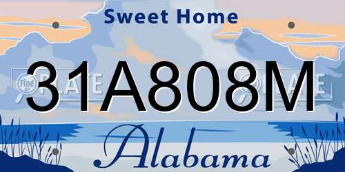 31A808M Alabama License Plate