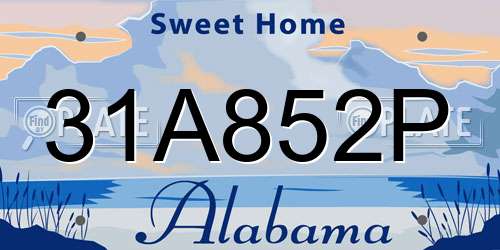 31A852P Alabama License Plate