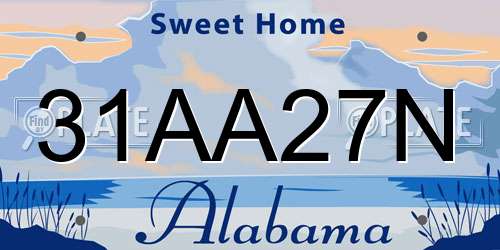 31AA27N Alabama License Plate