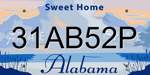 31AB52P Alabama License Plate