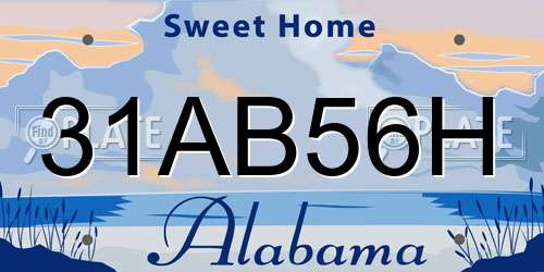 31AB56H Alabama License Plate