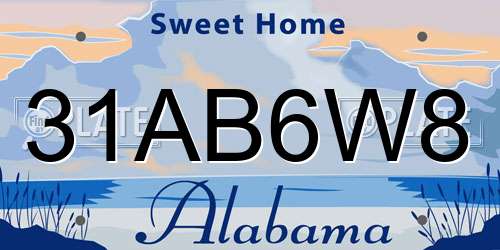 31AB6W8 Alabama License Plate