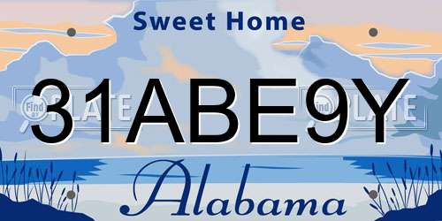 31ABE9Y Alabama License Plate