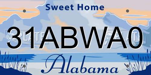 31ABWA0 Alabama License Plate