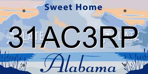 31AC3RP Alabama License Plate