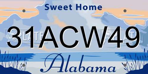 31ACW49 Alabama License Plate