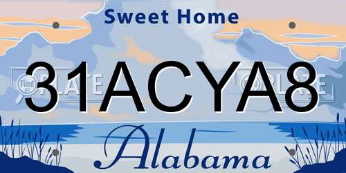 31ACYA8 Alabama License Plate