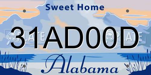 31AD00D Alabama License Plate