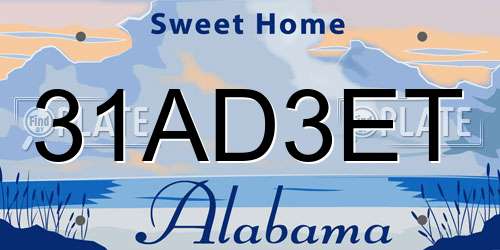 31AD3ET Alabama License Plate
