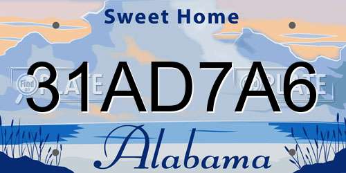31AD7A6 Alabama License Plate