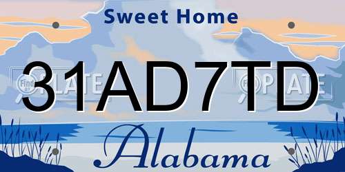 31AD7TD Alabama License Plate