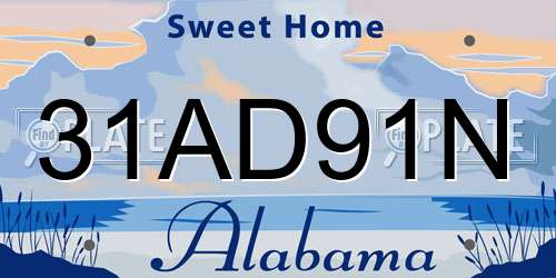 31AD91N Alabama License Plate