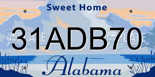 31ADB70 Alabama License Plate