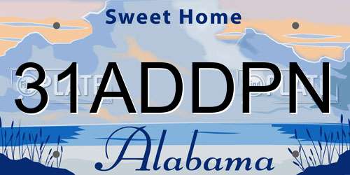31ADDPN Alabama License Plate