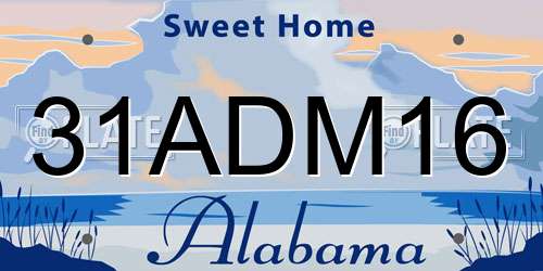 31ADM16 Alabama License Plate