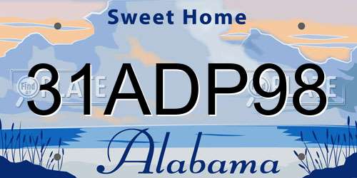 31ADP98 Alabama License Plate