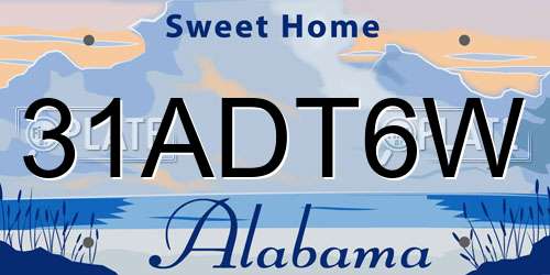 31ADT6W Alabama License Plate