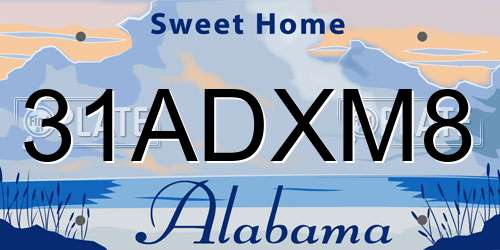 31ADXM8 Alabama License Plate