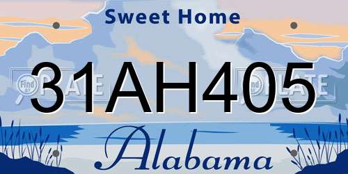 31AH405 Alabama License Plate