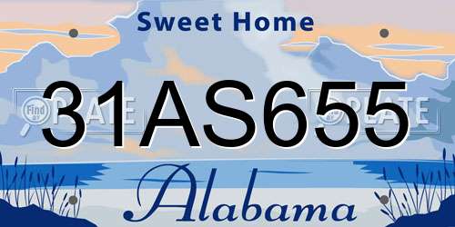 31AS655 Alabama License Plate