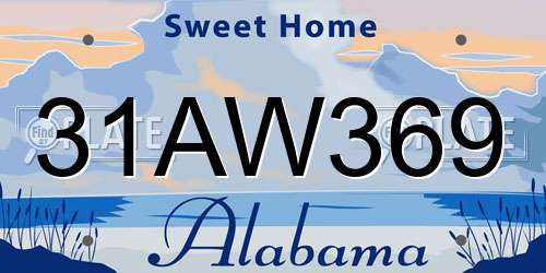 31AW369 Alabama License Plate