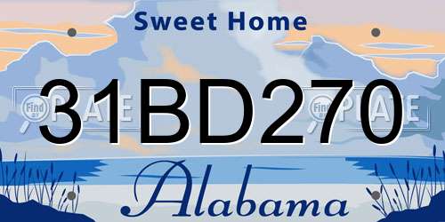 31BD270 Alabama License Plate