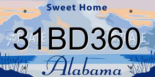 31BD360 Alabama License Plate