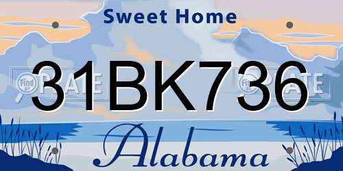 31BK736 Alabama License Plate