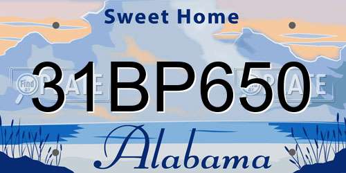 31BP650 Alabama License Plate