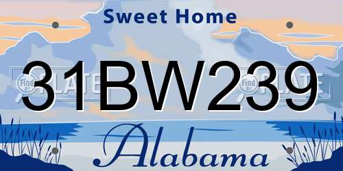 31BW239 Alabama License Plate