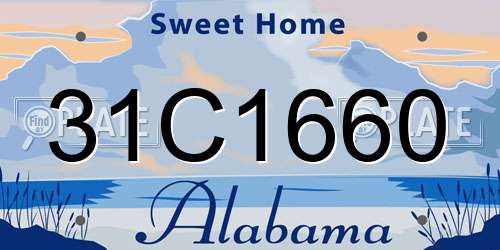 31C1660 Alabama License Plate