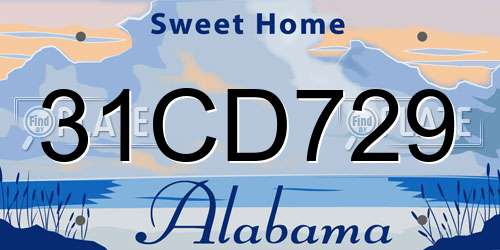 31CD729 Alabama License Plate