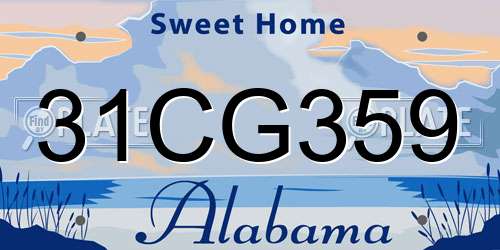 31CG359 Alabama License Plate
