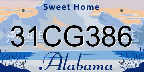 31CG386 Alabama License Plate